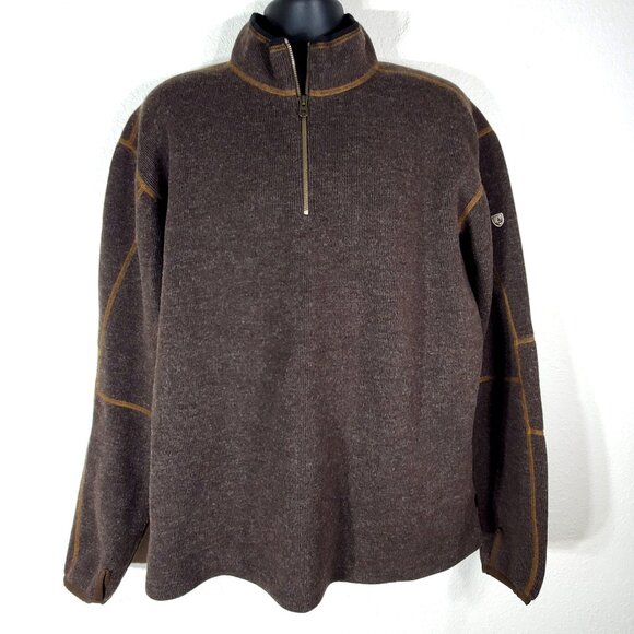 Kühl Mens XX-Large Thermokore Fleece Lined Wool Blend Sweater Brown 1/4 Zip - Picture 11 of 12